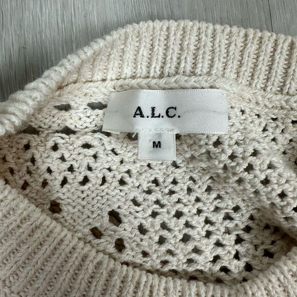 A.L.C. Corinne Mini Dress Crochet Knit Size M Off White Cream Ivory READ - Picture 6 of 9
